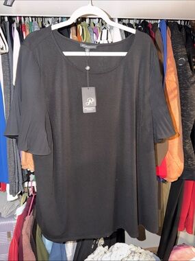 Adrianna Papell Ribbed Sleeve Top